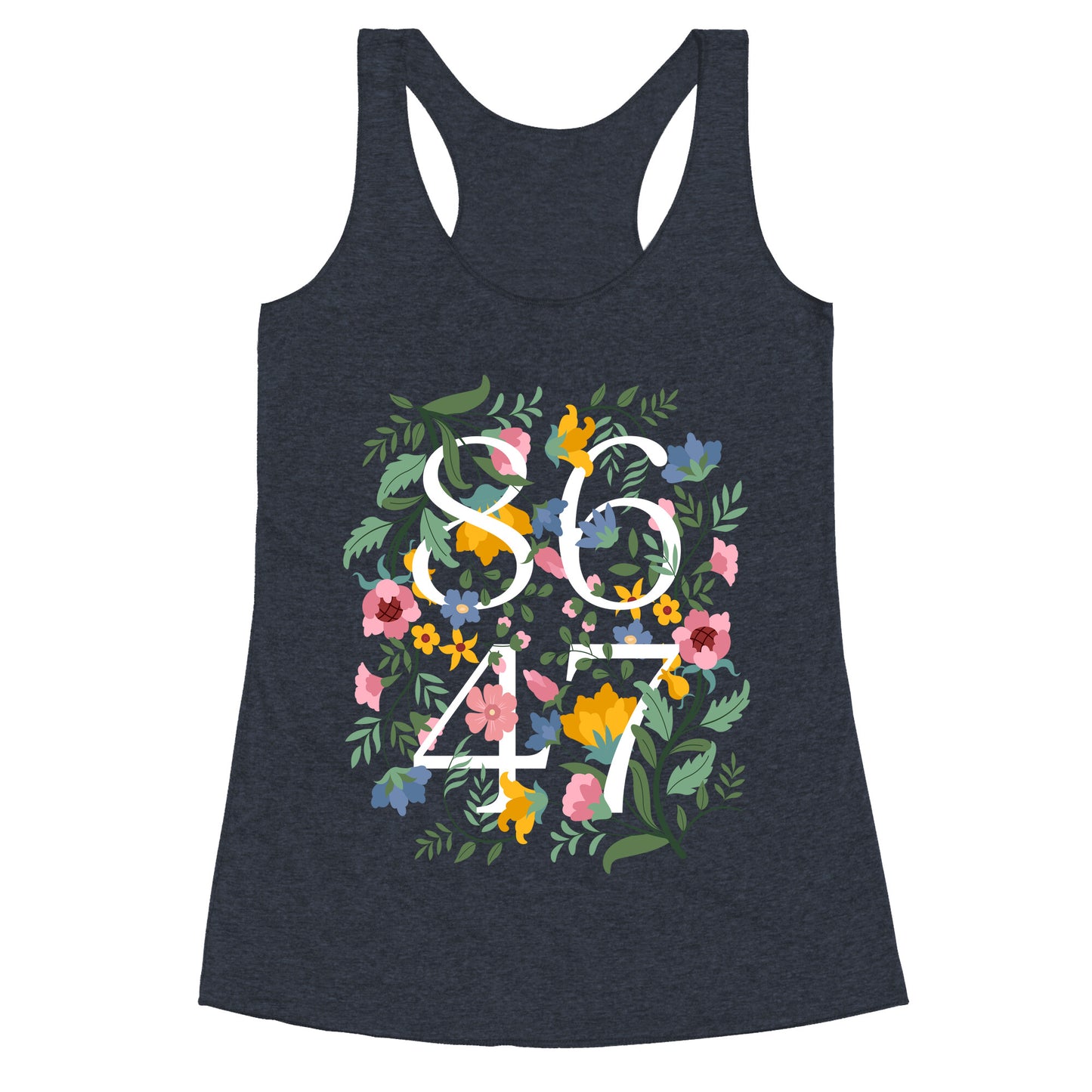 8647 Anti Trump Floral Racerback Tank
