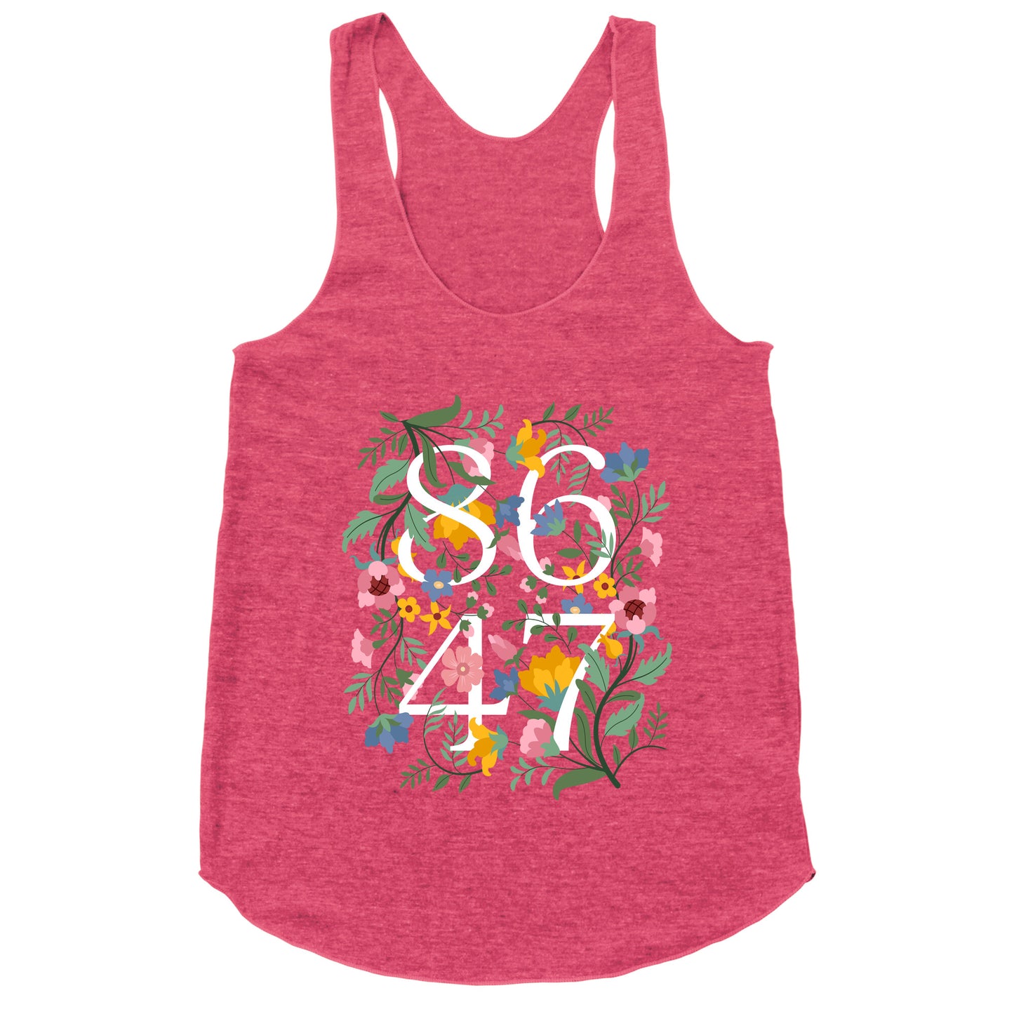 8647 Anti Trump Floral Racerback Tank