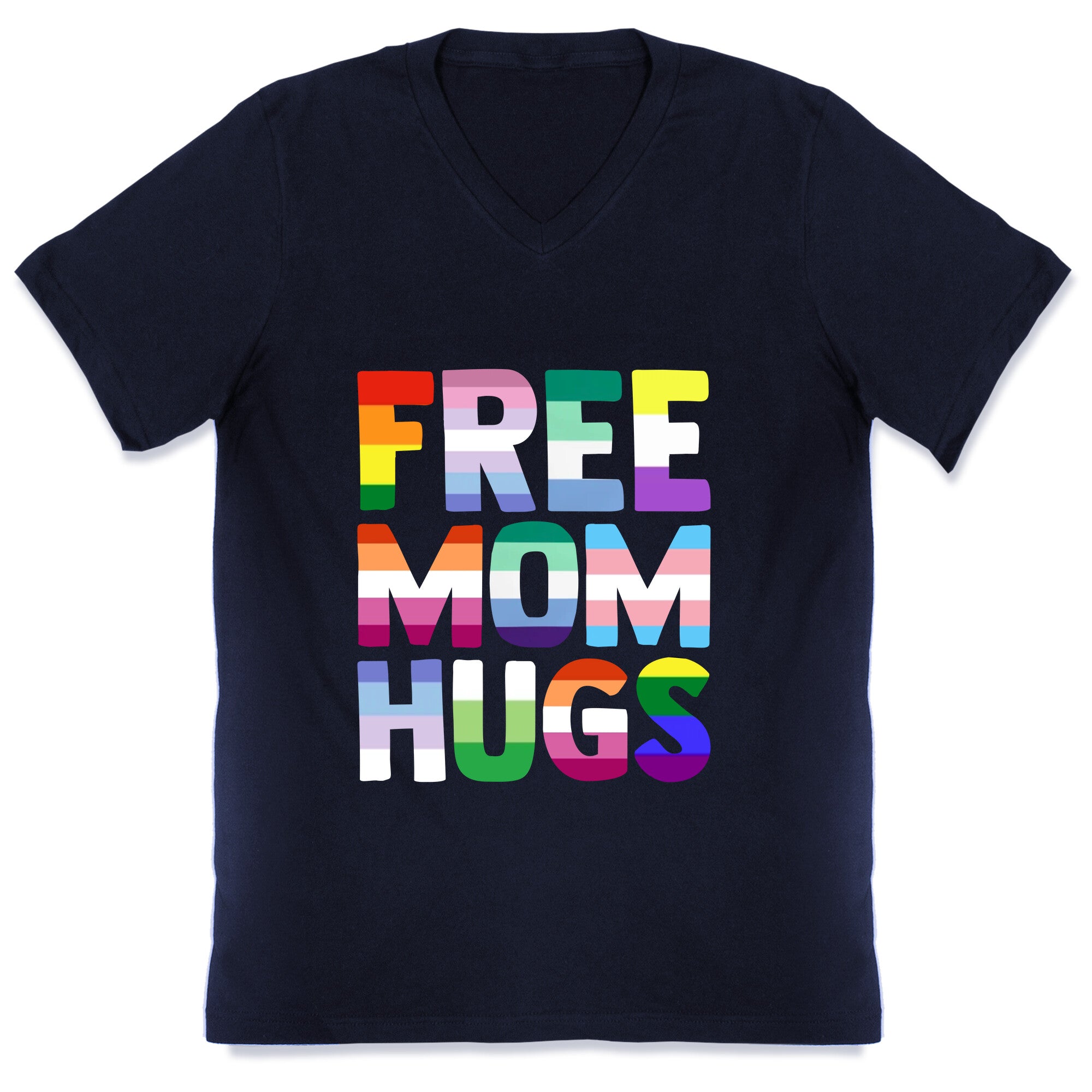 Free Mom Hugs Rainbow V-Neck