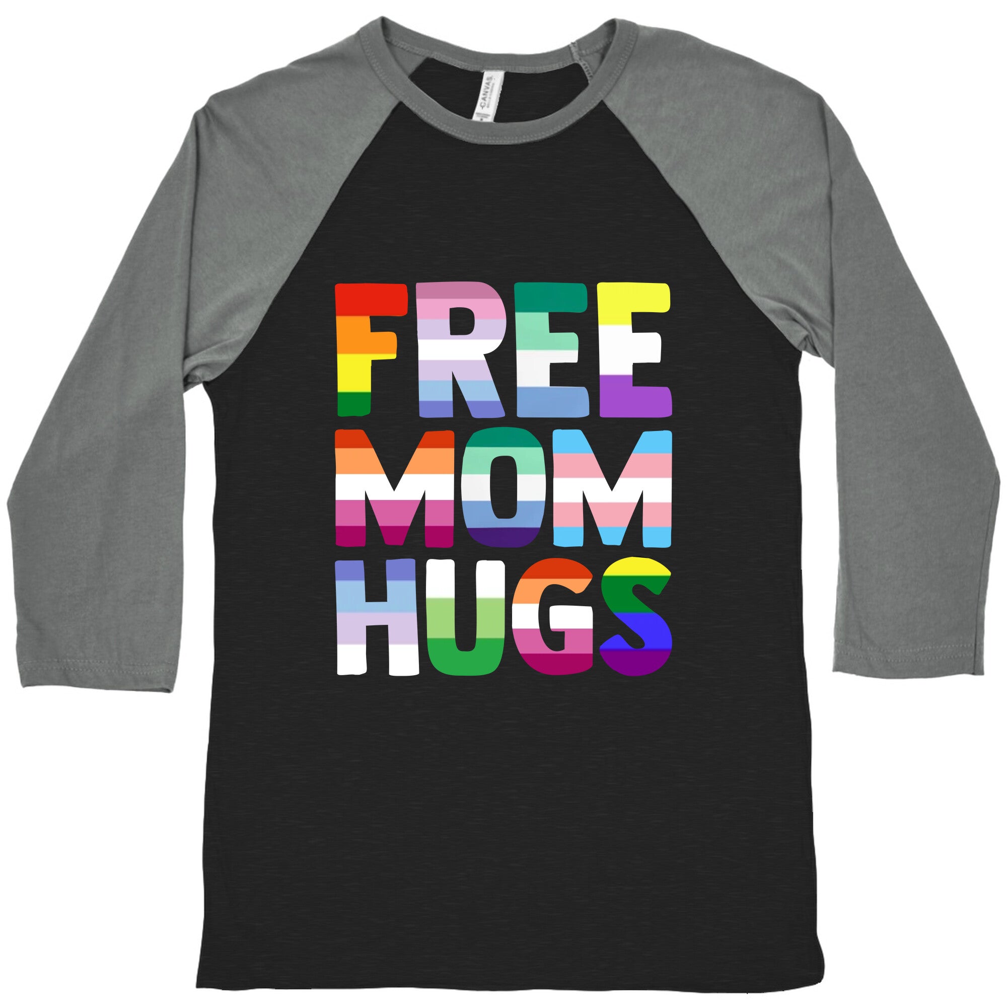 Free Mom Hugs Rainbow Baseball Tee