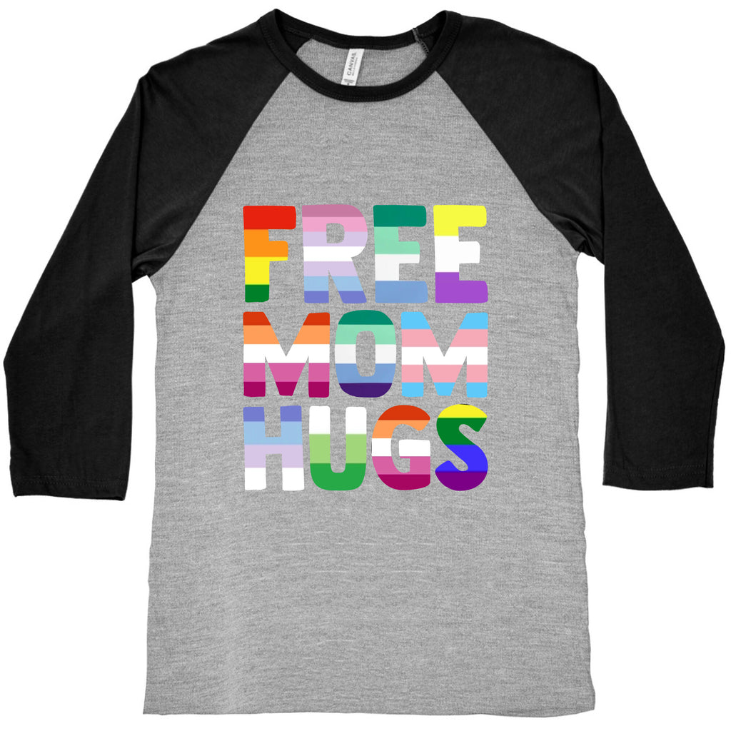 Free Mom Hugs Rainbow Baseball Tee