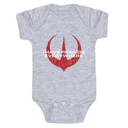I Have Friends Everywhere Red Baby One-Piece