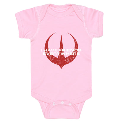 I Have Friends Everywhere Red Baby One-Piece
