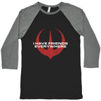 I Have Friends Everywhere Red Baseball Tee