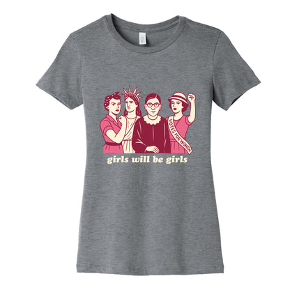 Girls Will Be Girls Fourth of July Womens Cotton Tee