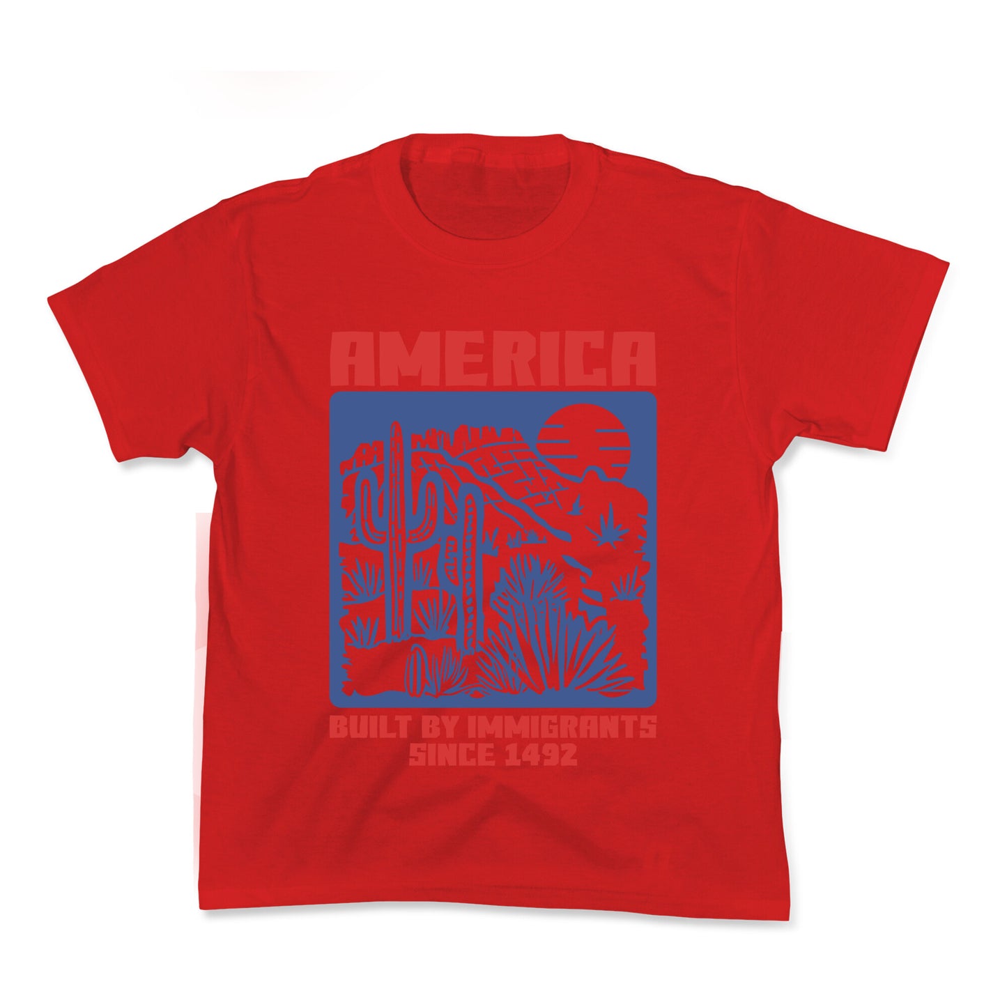 America Built By Immigrants July 4th Kids Tee