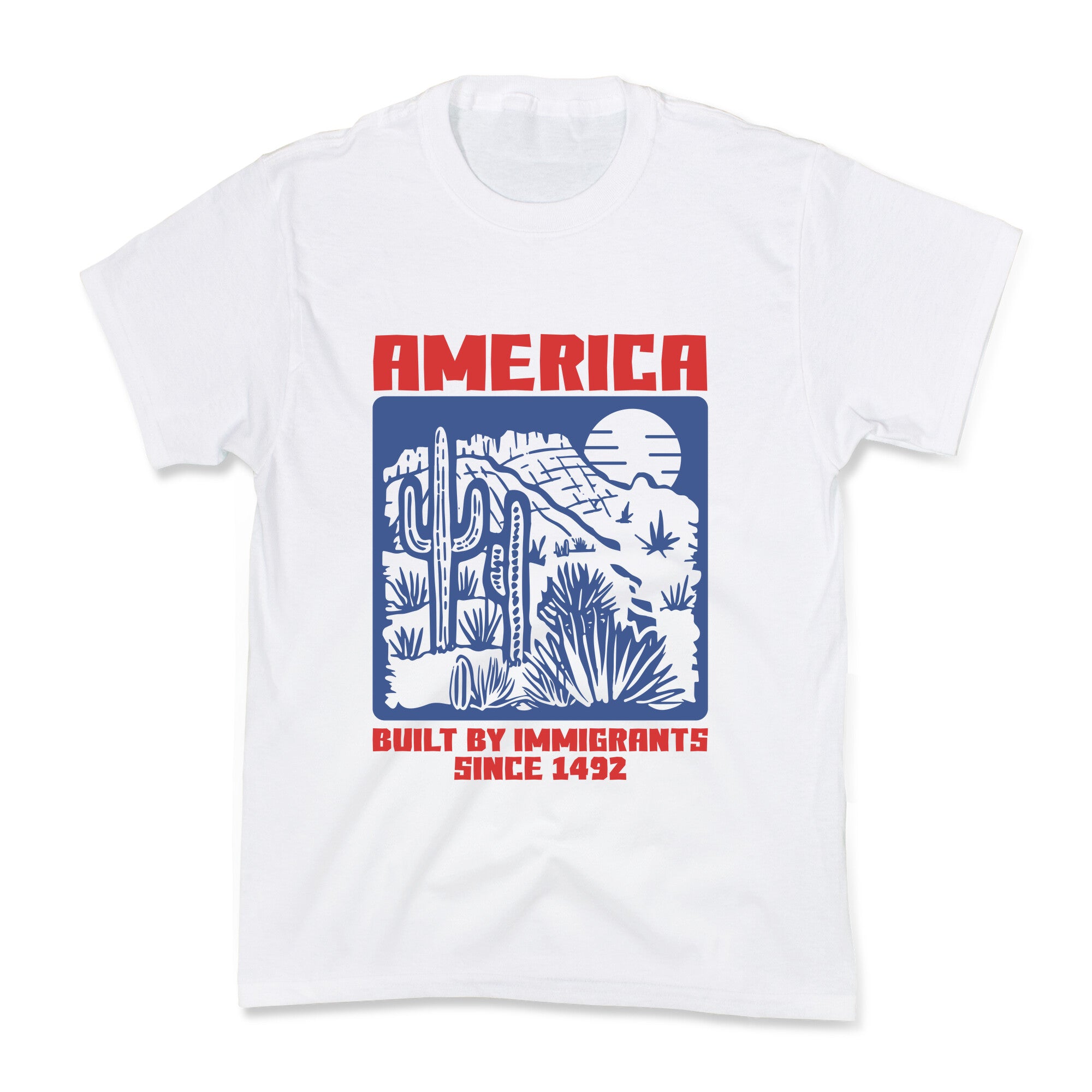 America Built By Immigrants July 4th Kids Tee