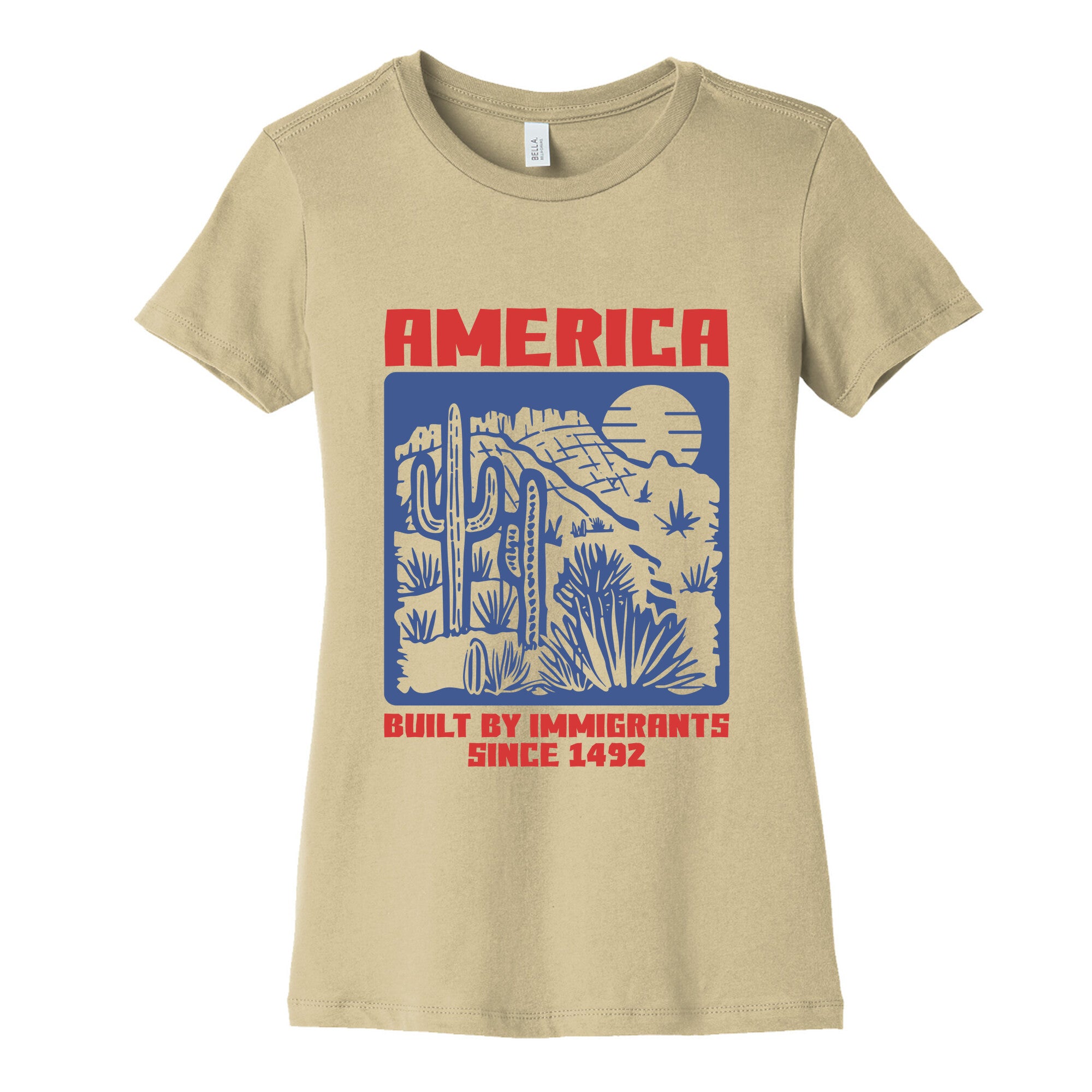 America Built By Immigrants July 4th Womens Cotton Tee