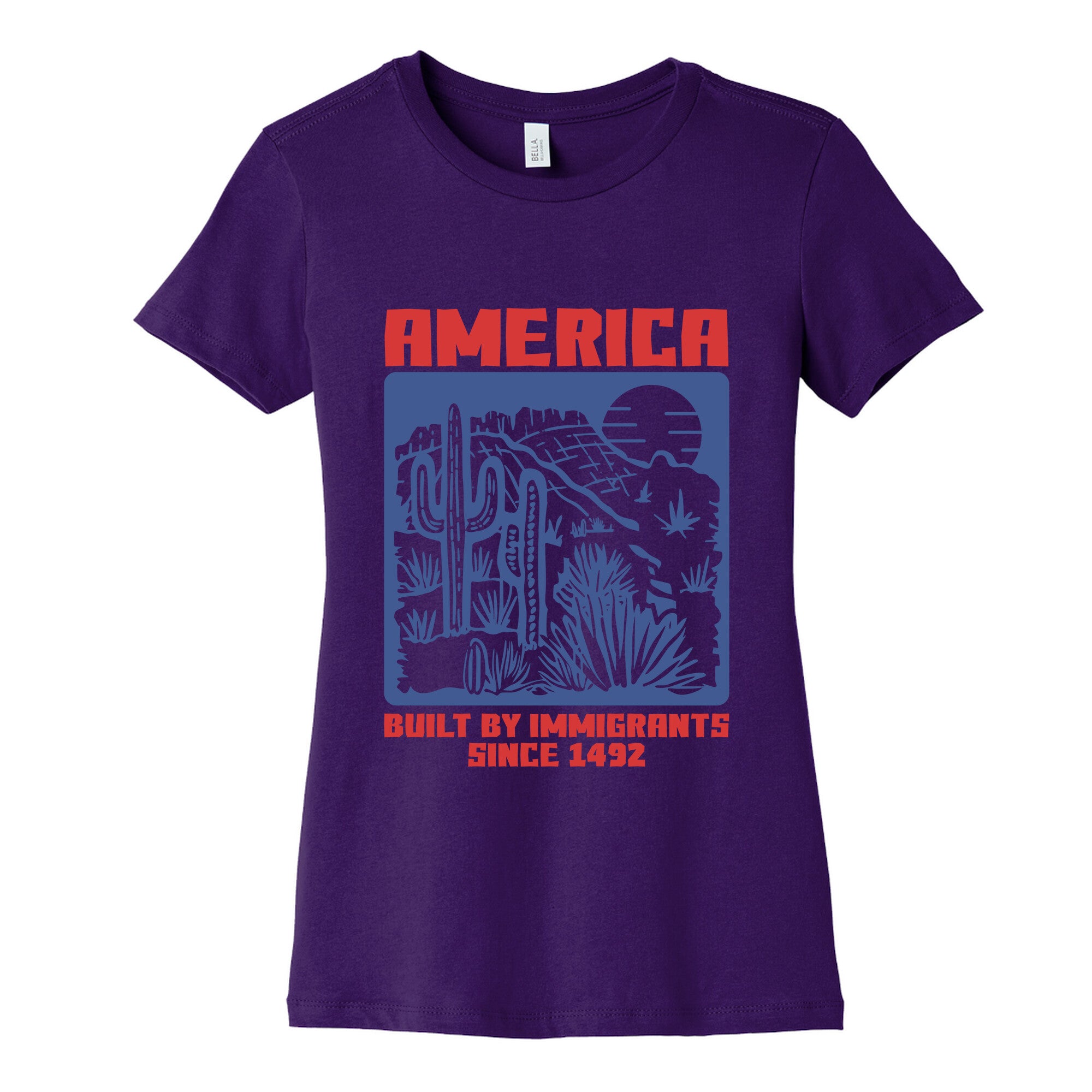 America Built By Immigrants July 4th Womens Cotton Tee