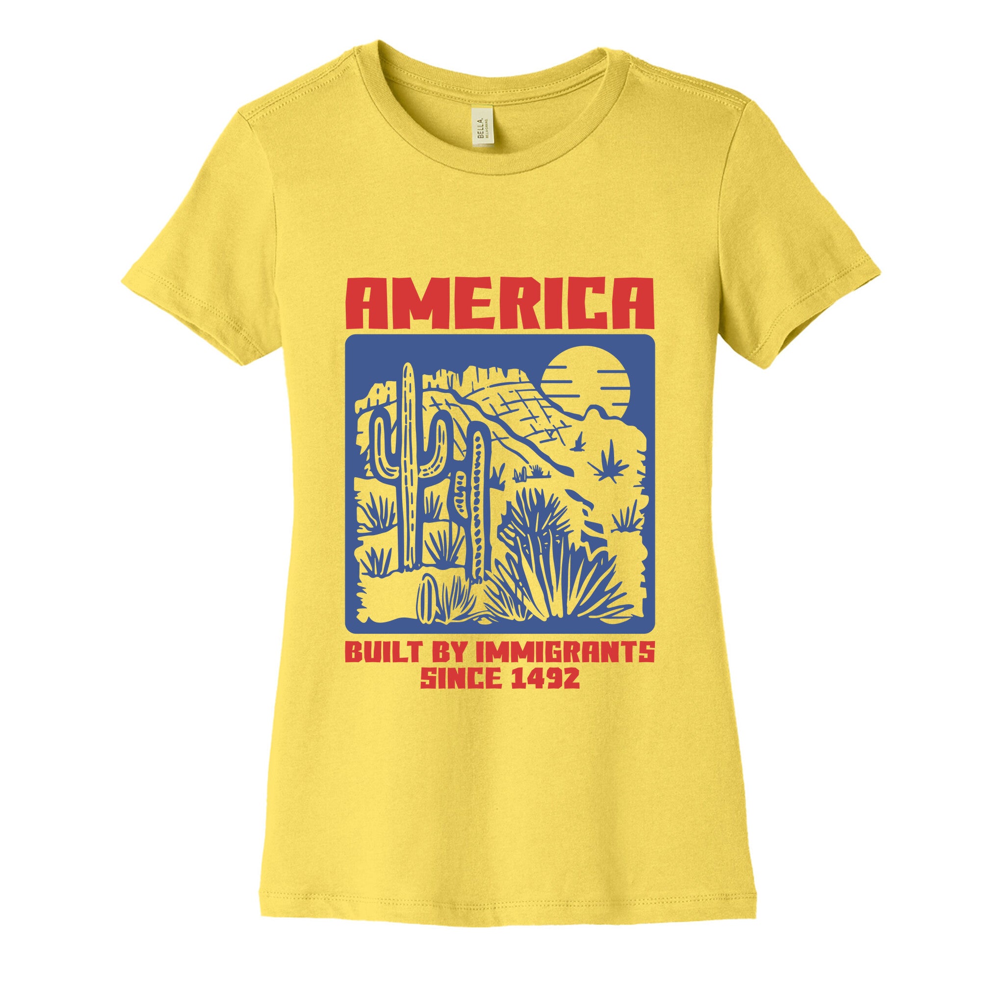 America Built By Immigrants July 4th Womens Cotton Tee