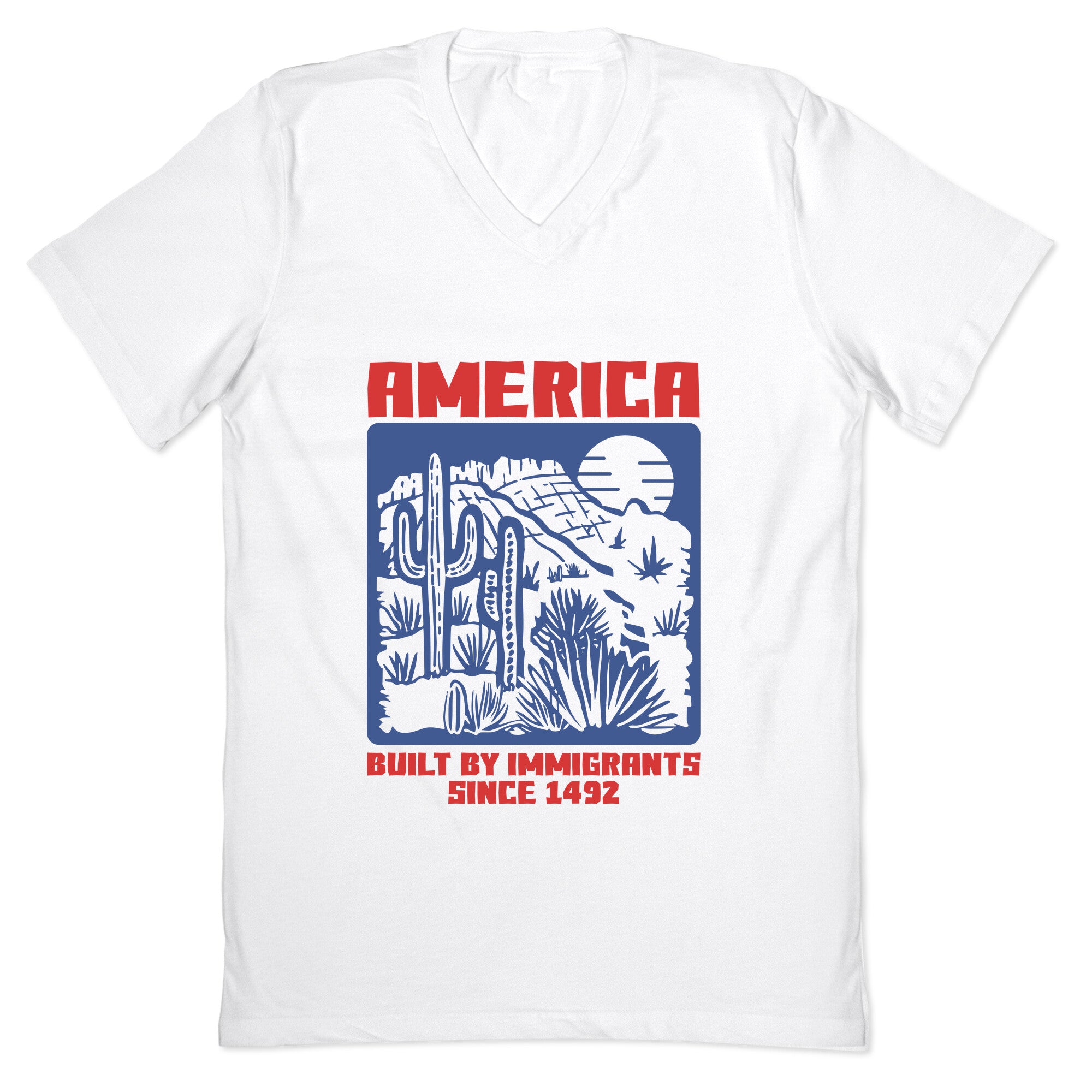 America Built By Immigrants July 4th V-Neck