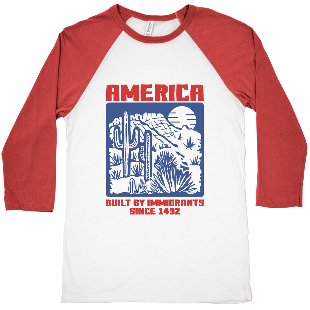 America Built By Immigrants July 4th Baseball Tee
