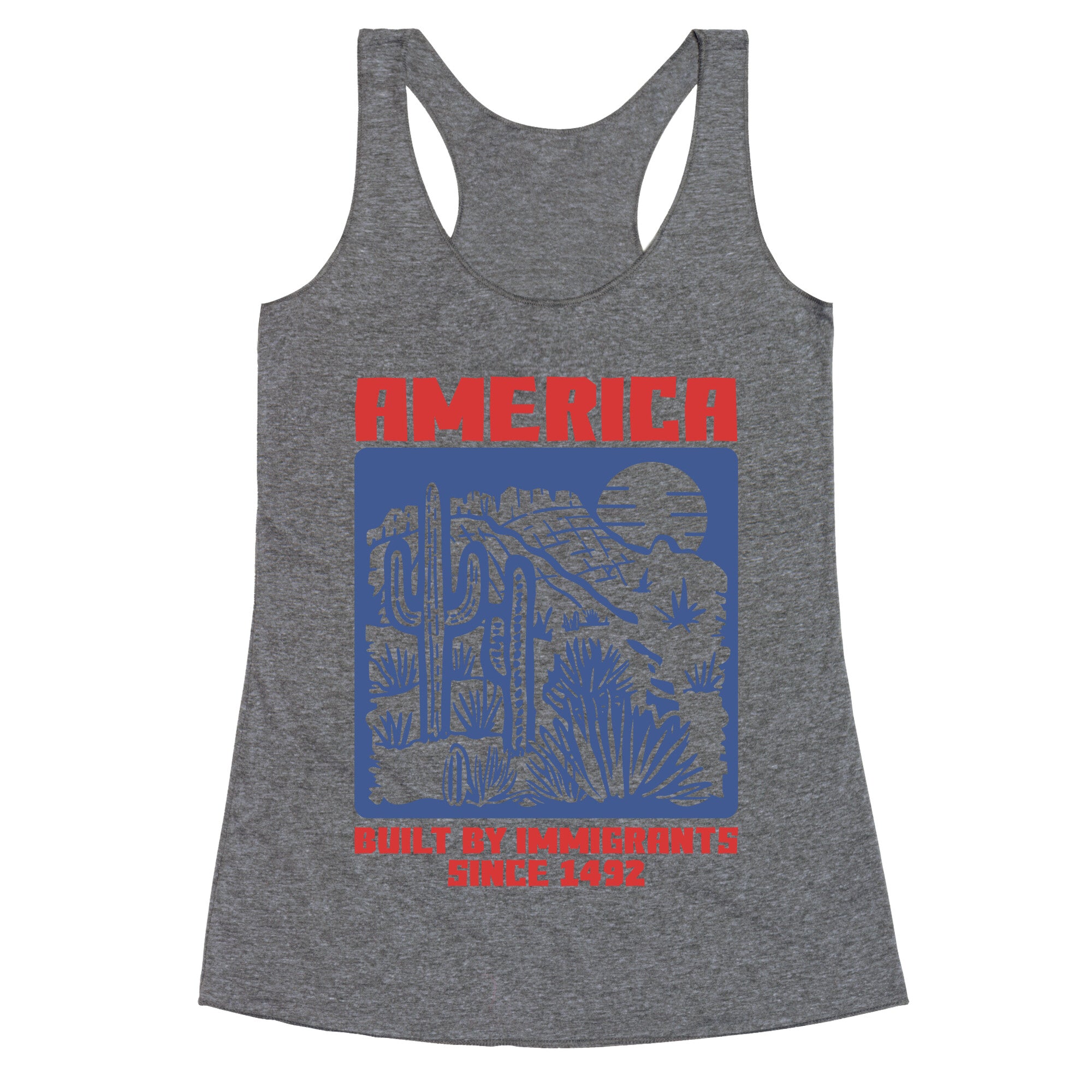 America Built By Immigrants July 4th Racerback Tank