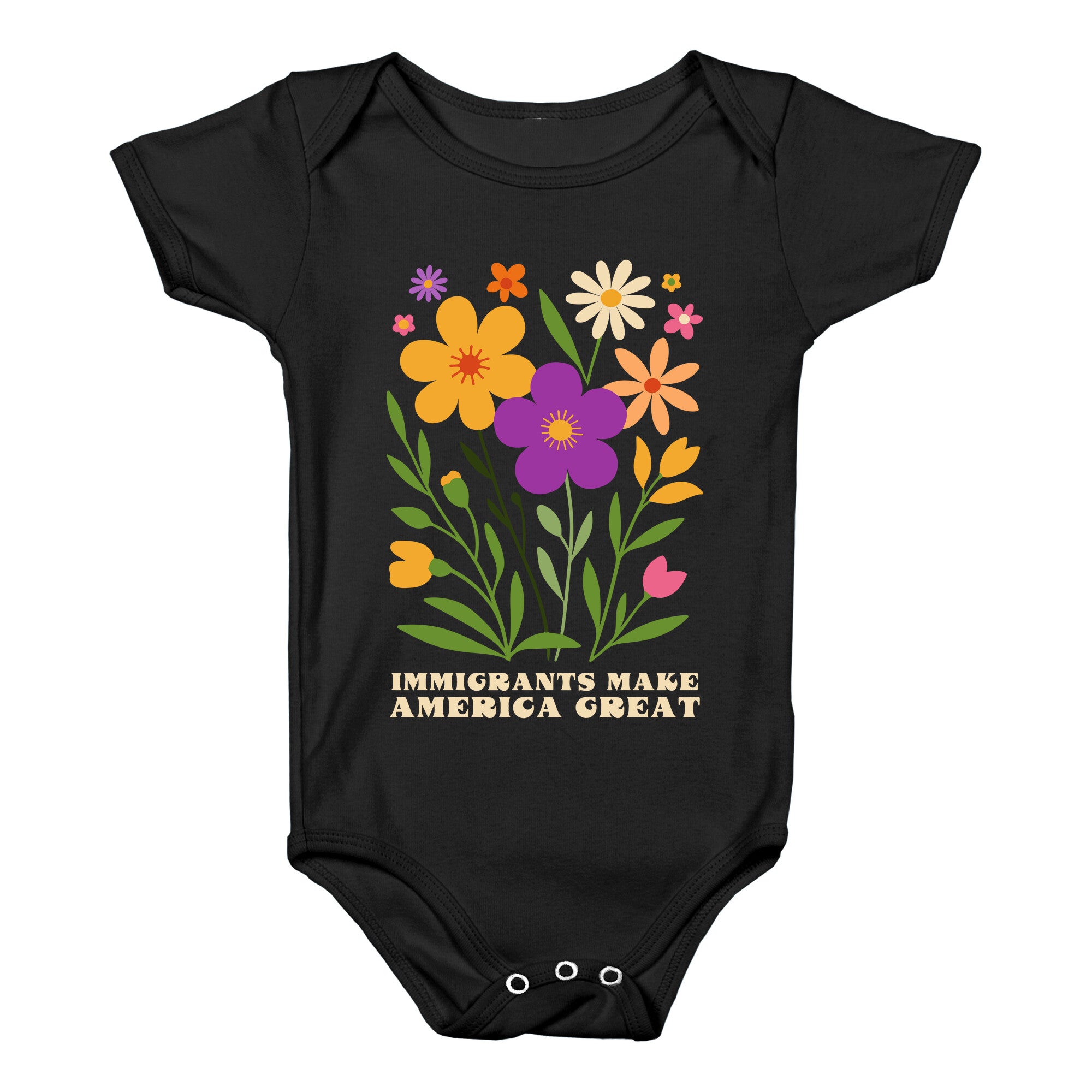 Immigrants Make America Great Floral Baby One-Piece