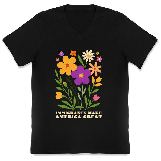 Immigrants Make America Great Floral V-Neck