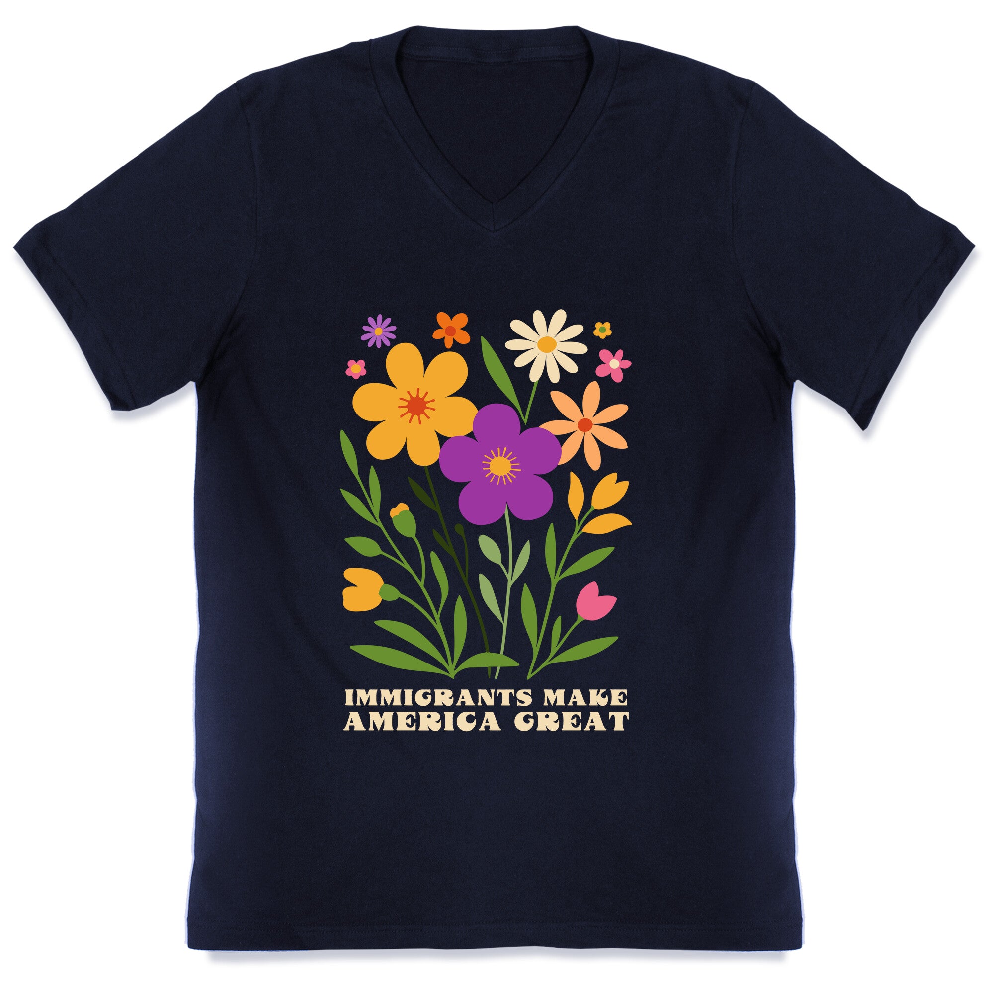 Immigrants Make America Great Floral V-Neck