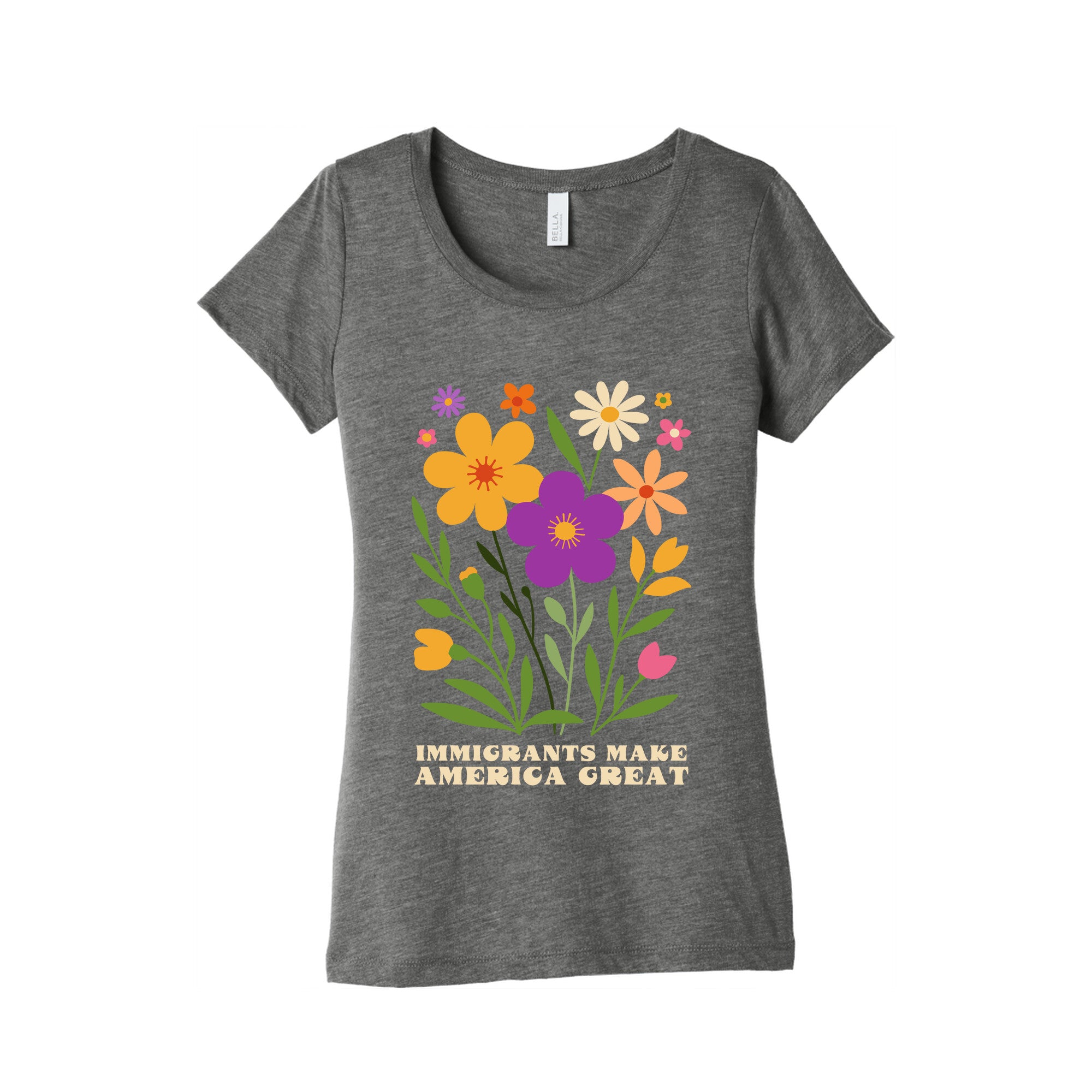 Immigrants Make America Great Floral Womens Triblend Tee