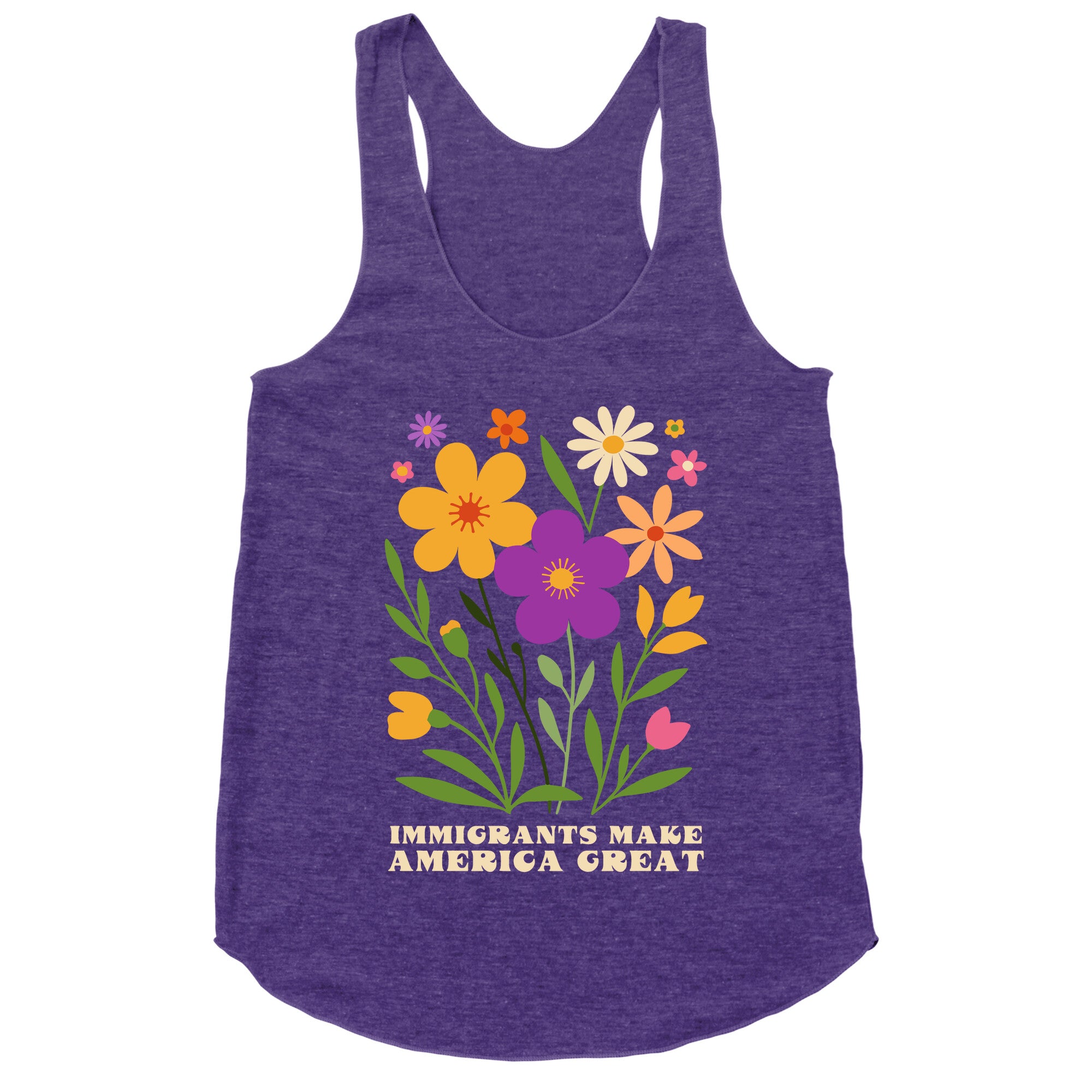 Immigrants Make America Great Floral Racerback Tank