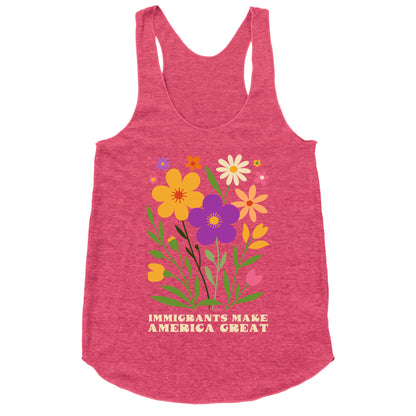 Immigrants Make America Great Floral Racerback Tank