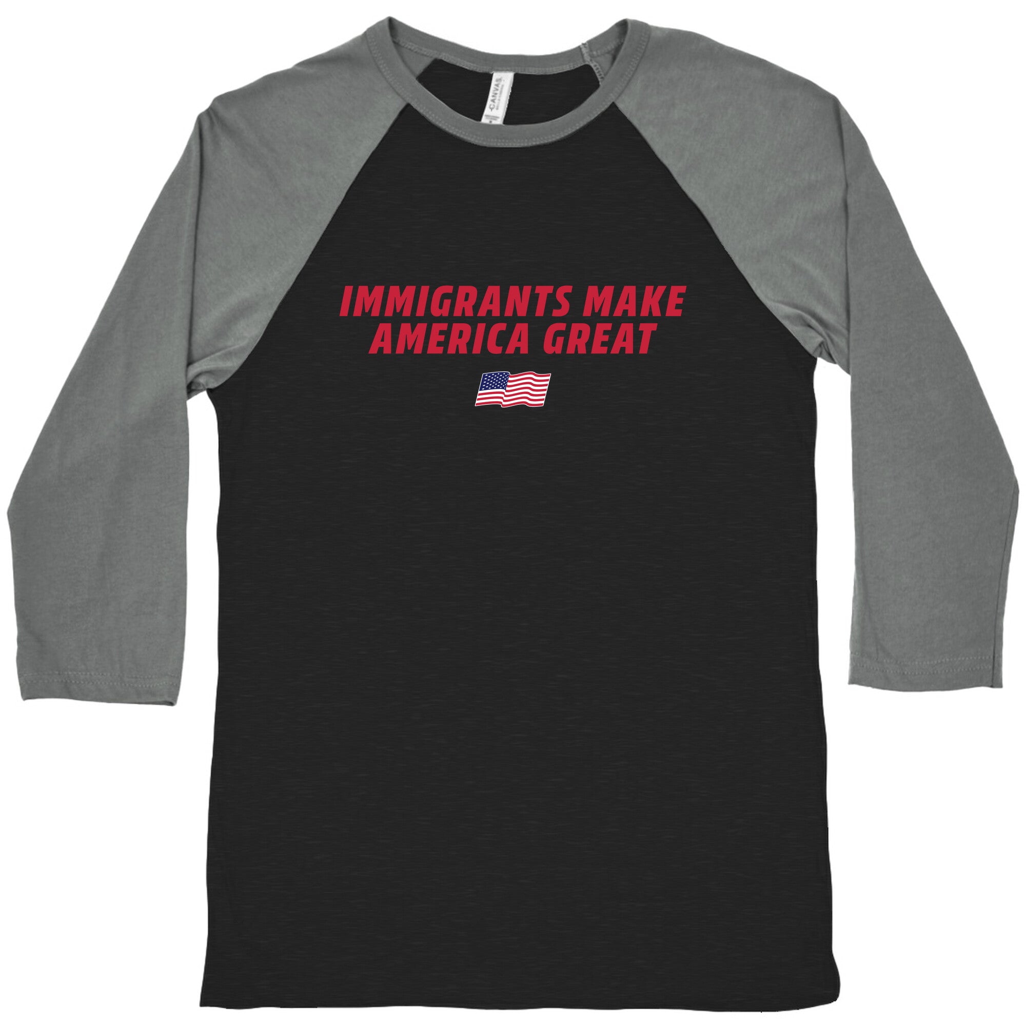 Immigrants Make America Great Flag Baseball Tee