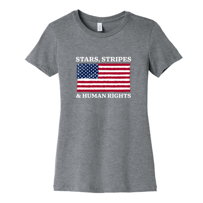 Stars Stripes And Human Rights Womens Cotton Tee