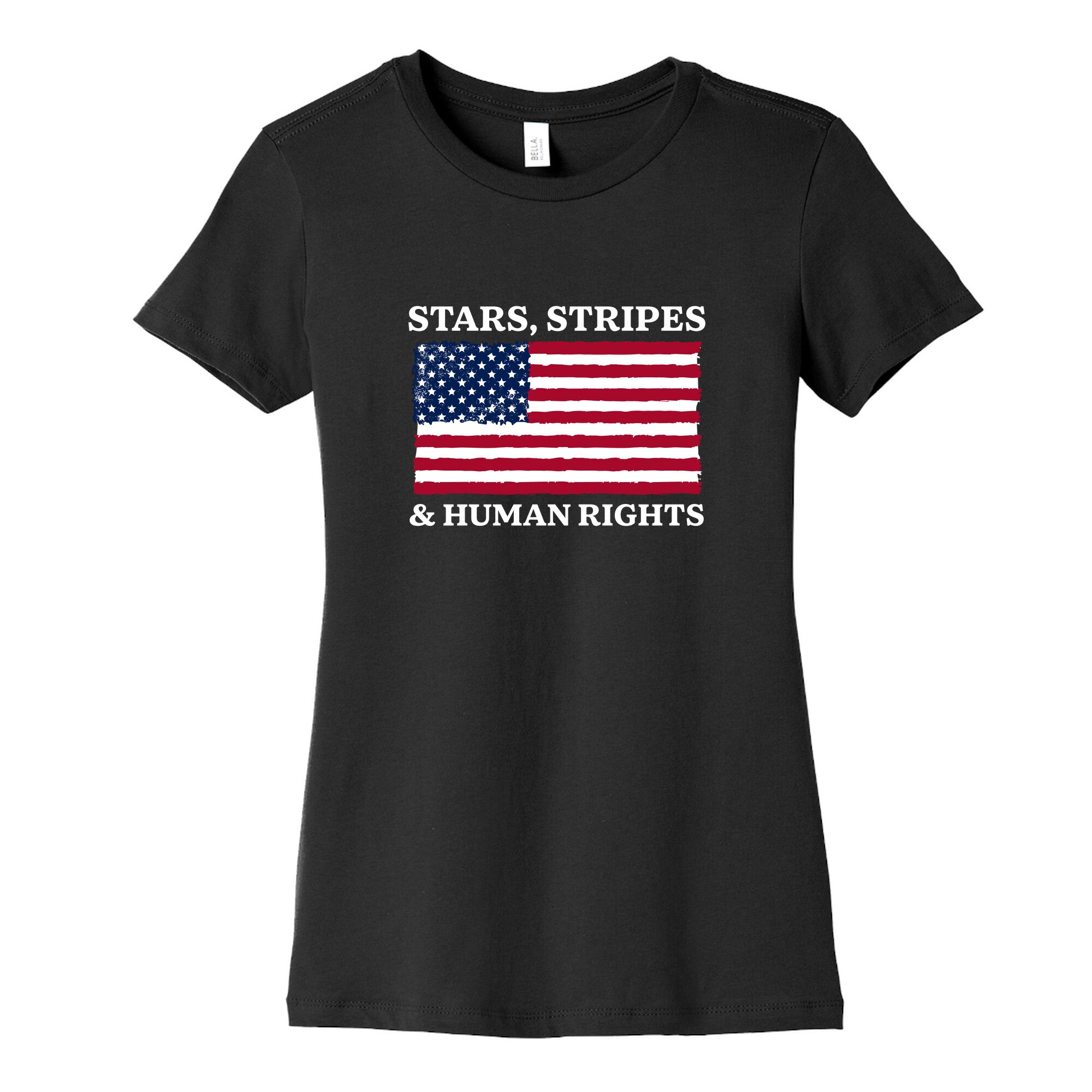 Stars Stripes And Human Rights Womens Cotton Tee