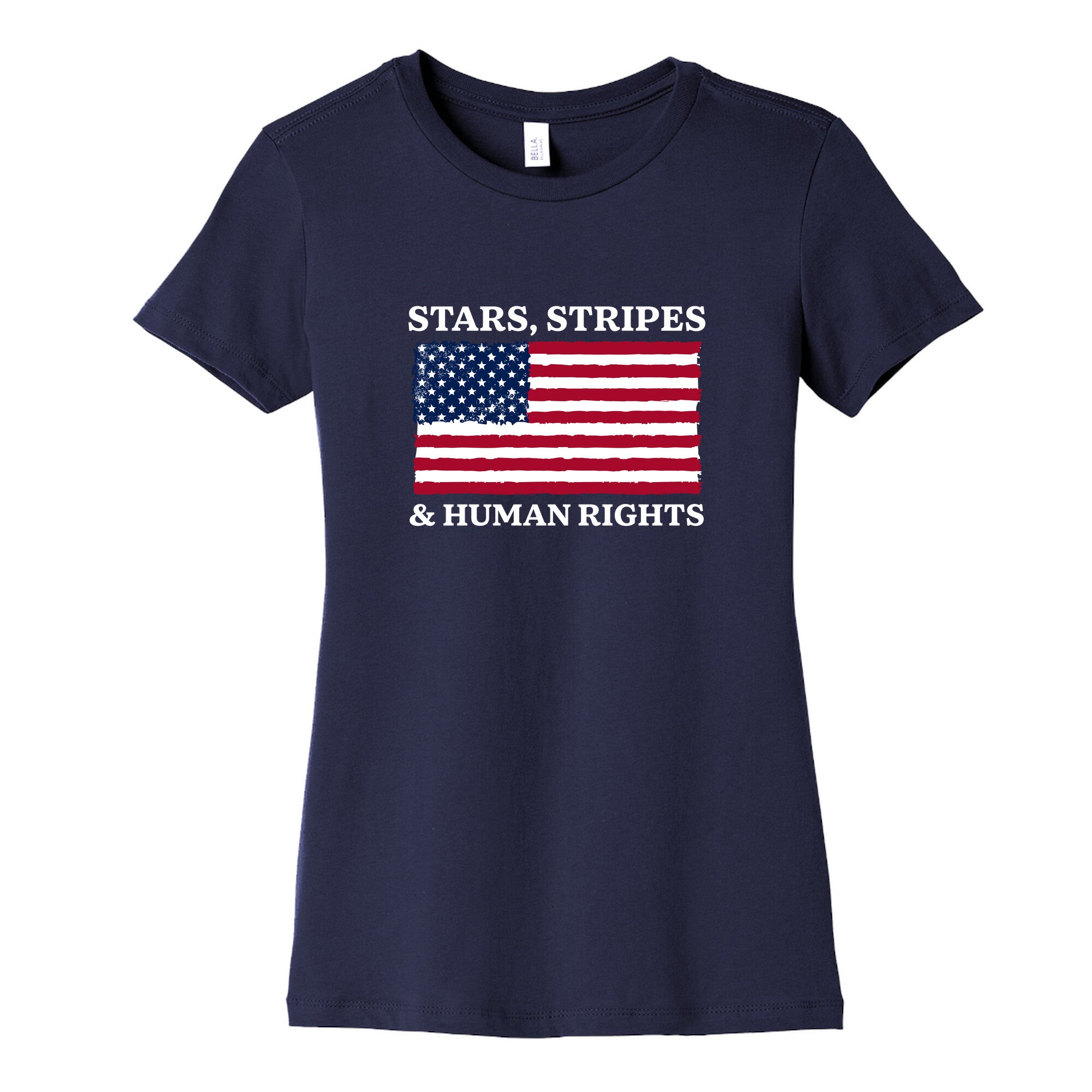 Stars Stripes And Human Rights Womens Cotton Tee