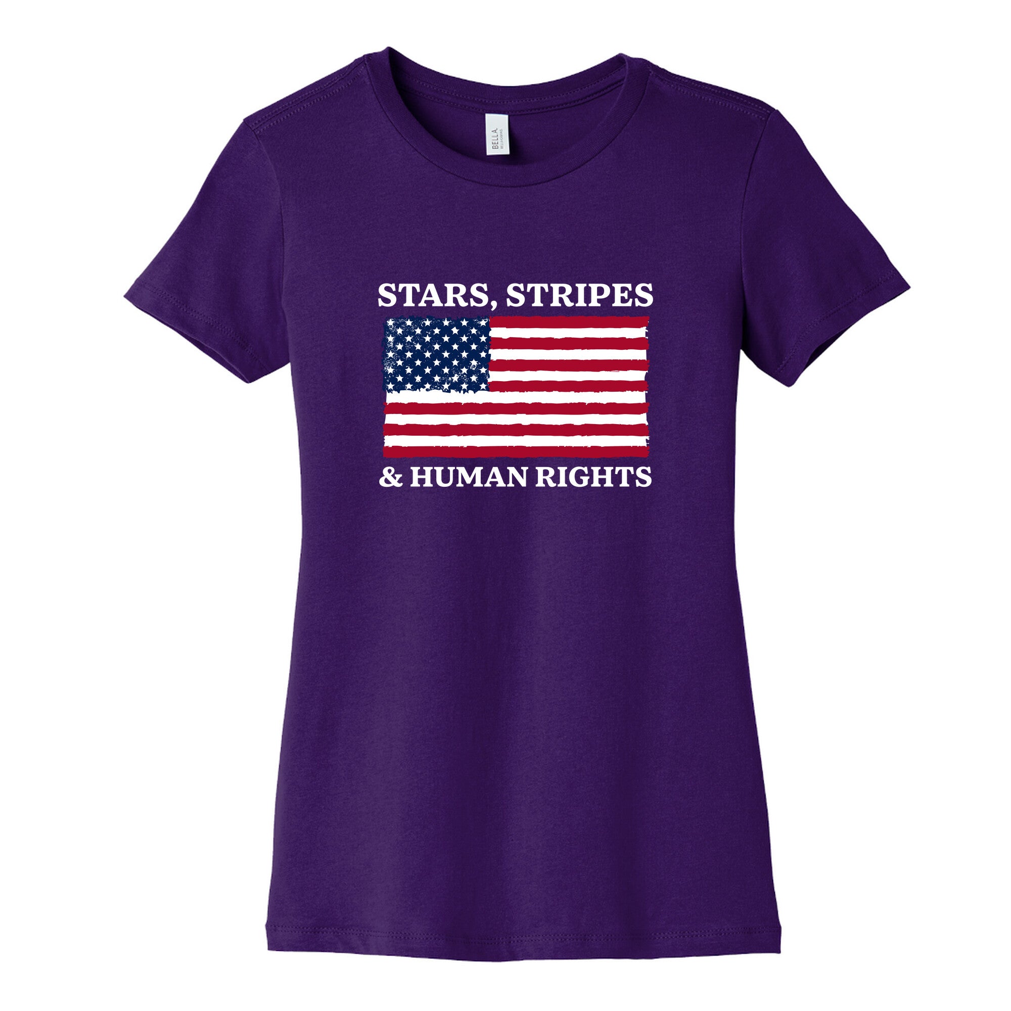 Stars Stripes And Human Rights Womens Cotton Tee