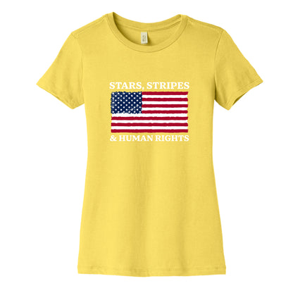 Stars Stripes And Human Rights Womens Cotton Tee