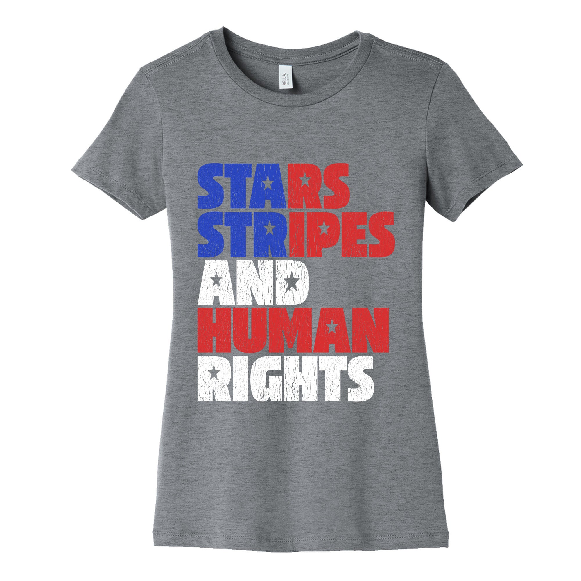Starts Stripes Human Rights July 4th Womens Cotton Tee