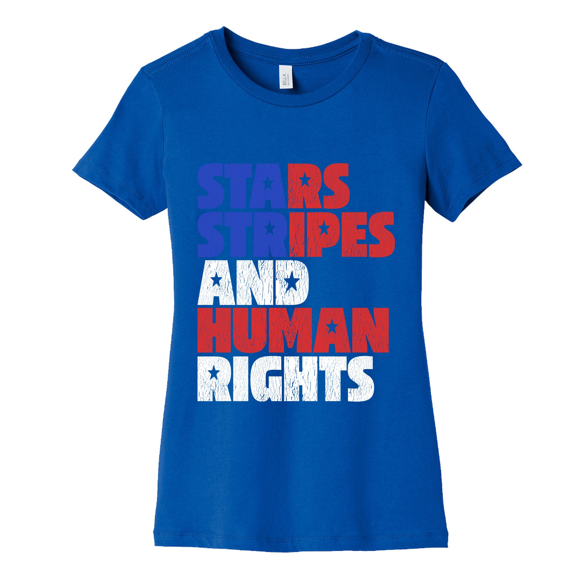 Starts Stripes Human Rights July 4th Womens Cotton Tee