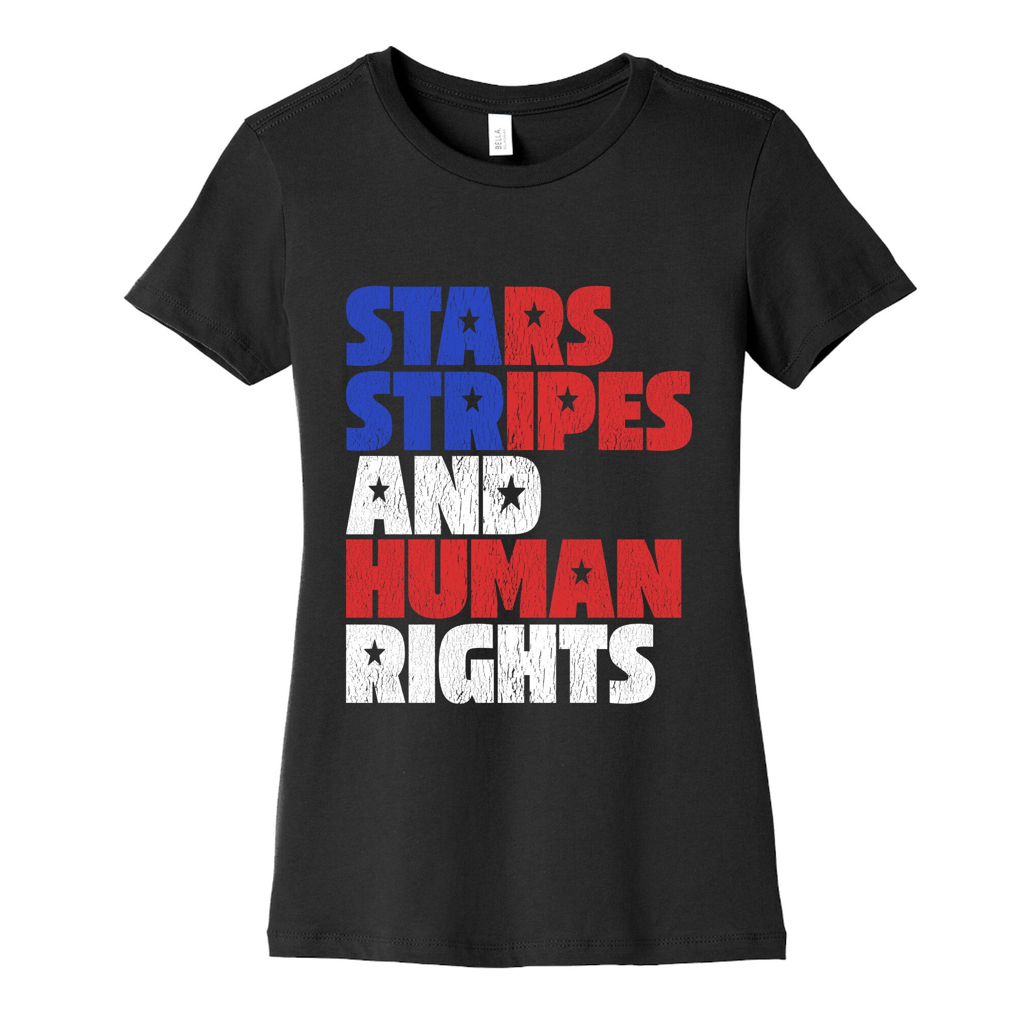 Starts Stripes Human Rights July 4th Womens Cotton Tee