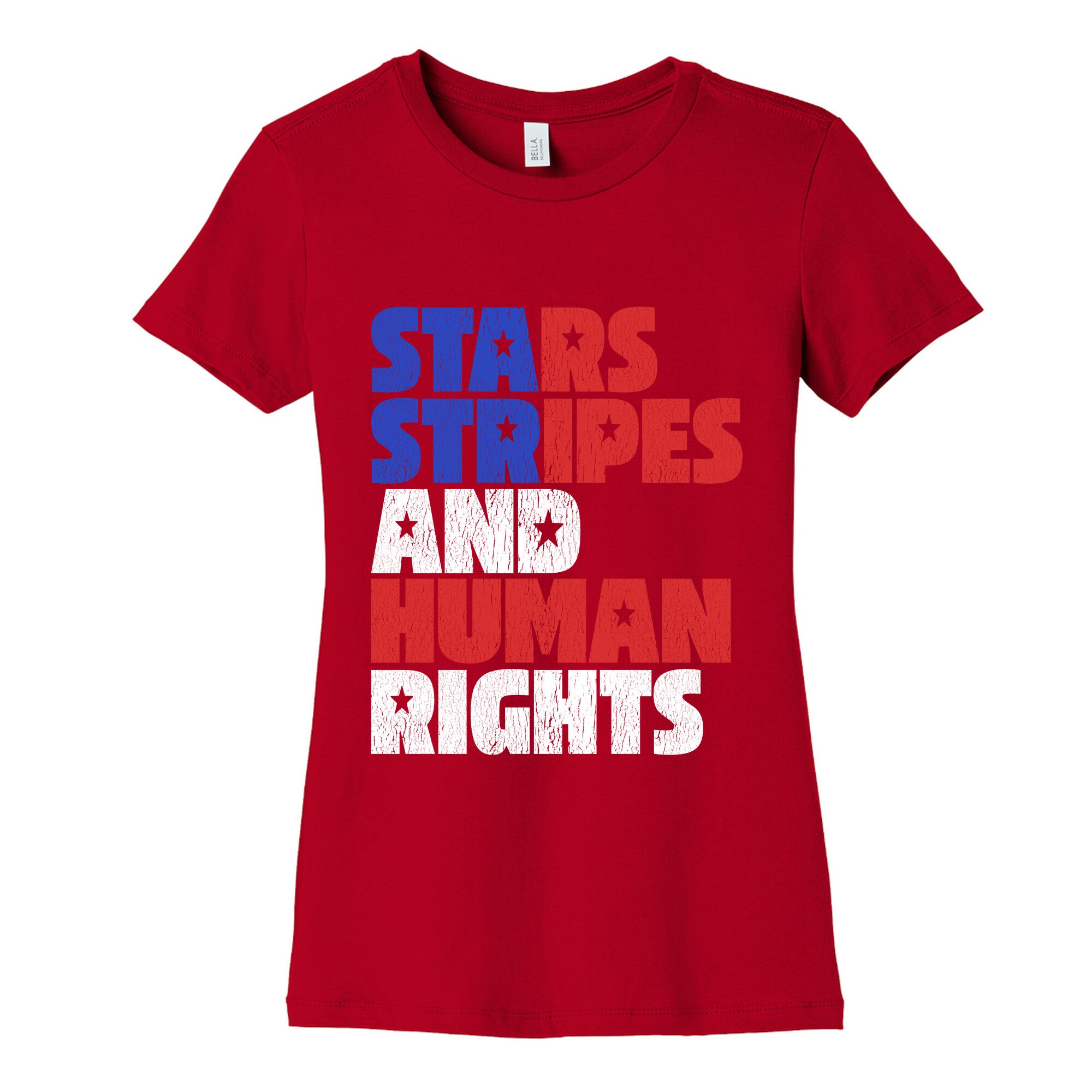 Starts Stripes Human Rights July 4th Womens Cotton Tee