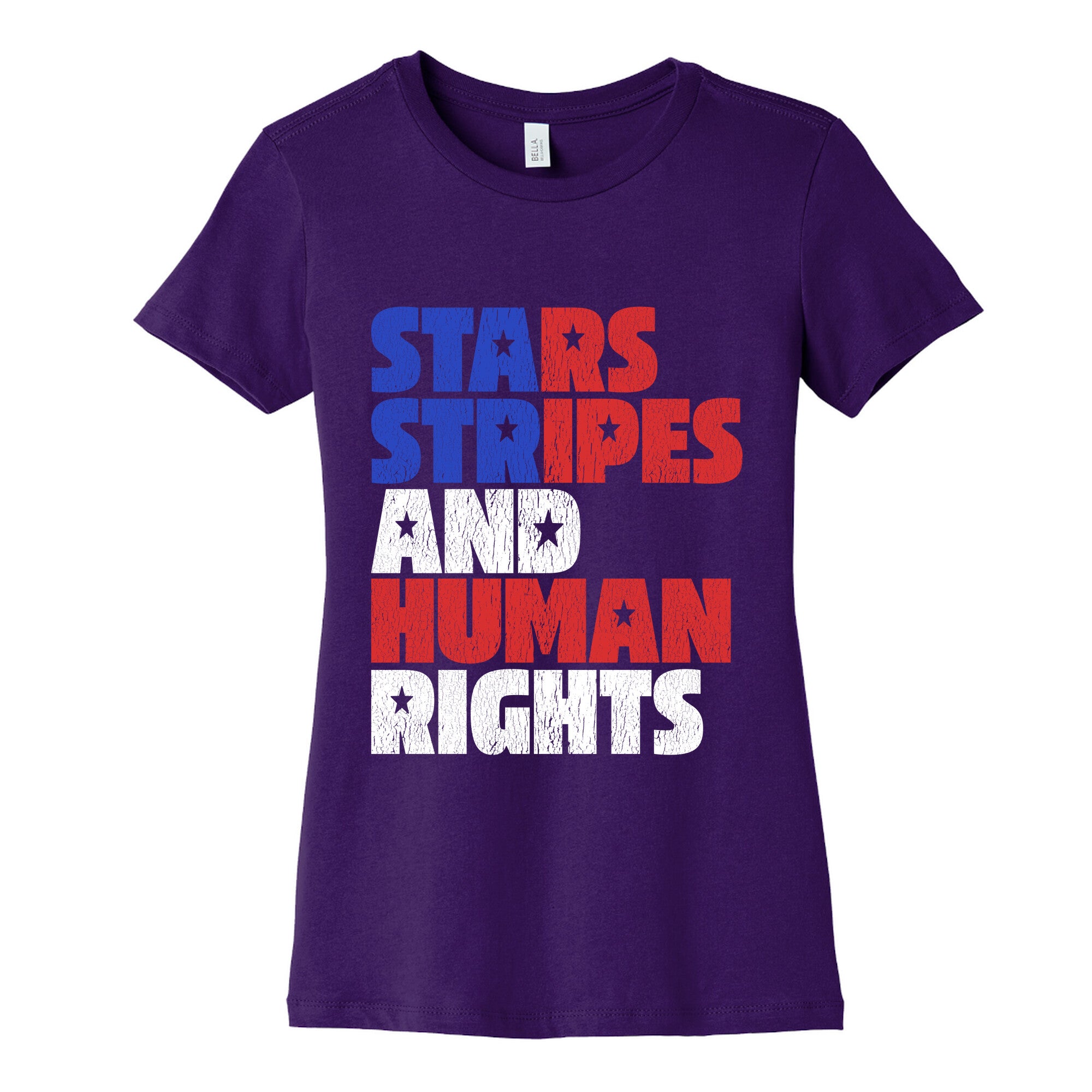 Starts Stripes Human Rights July 4th Womens Cotton Tee