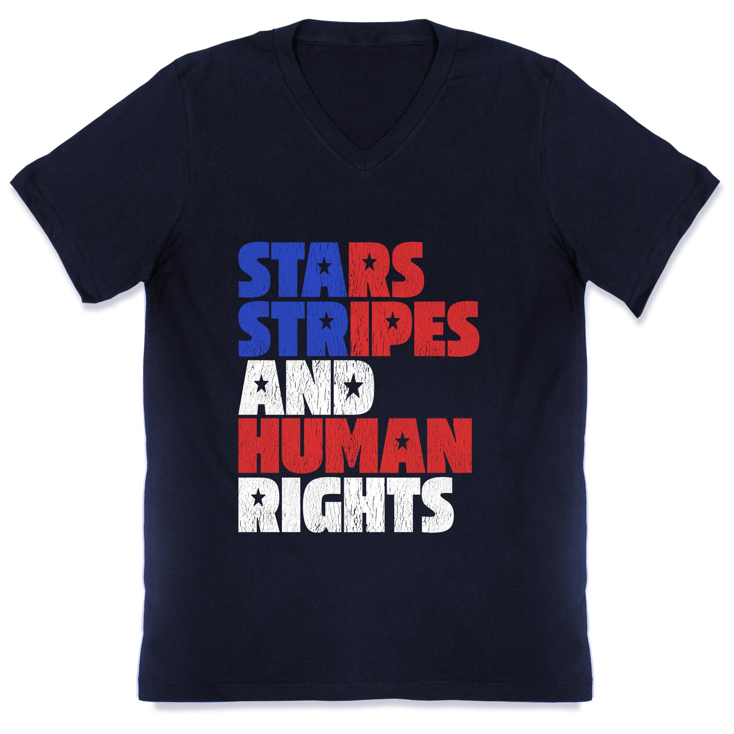 Starts Stripes Human Rights July 4th V-Neck