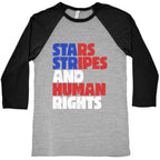 Starts Stripes Human Rights July 4th Baseball Tee