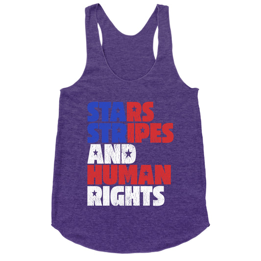 Starts Stripes Human Rights July 4th Racerback Tank