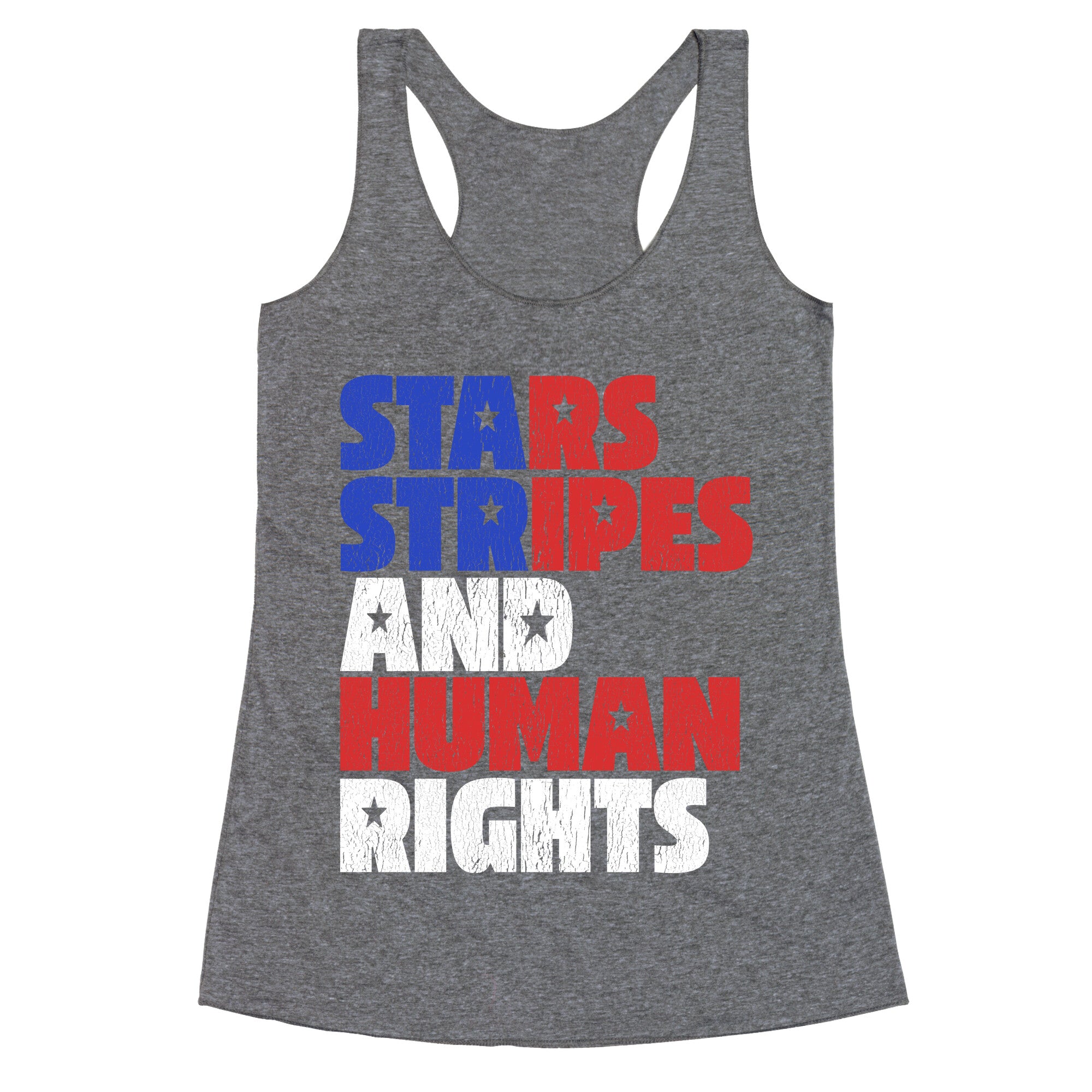 Starts Stripes Human Rights July 4th Racerback Tank