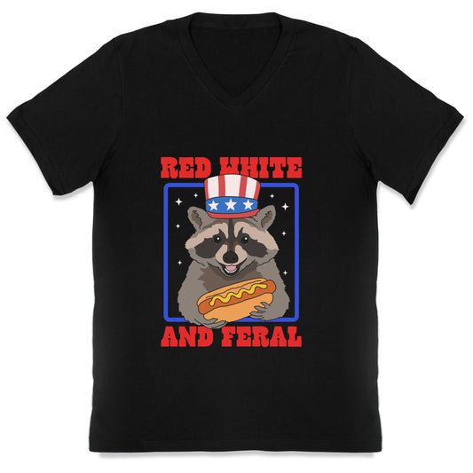 Red White And Feral V-Neck
