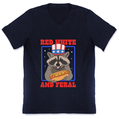 Red White And Feral V-Neck