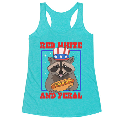Red White And Feral Racerback Tank