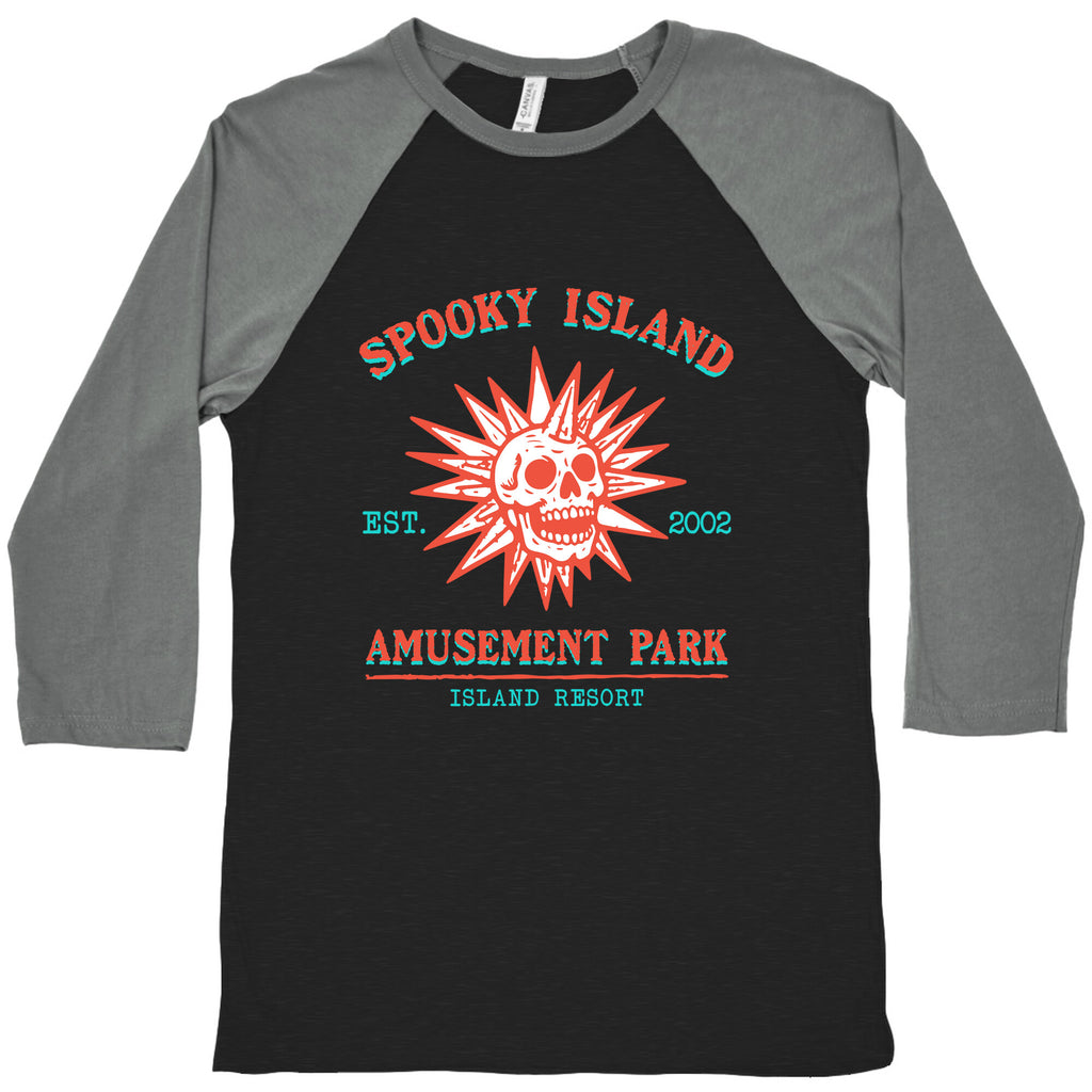 Spooky Island Retro Baseball Tee