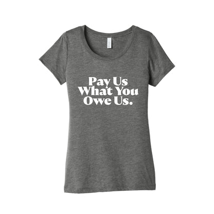 Pay Us What You Owe Us Womens Triblend Tee