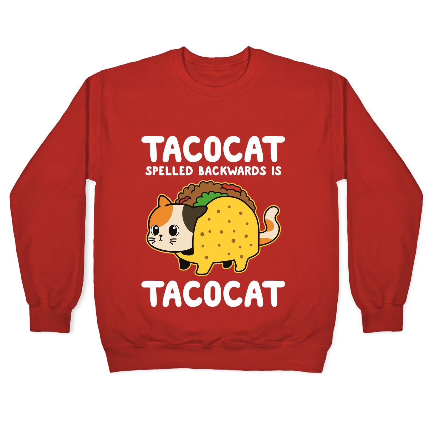 Tacocat Spelled Backwards Crewneck Sweatshirt
