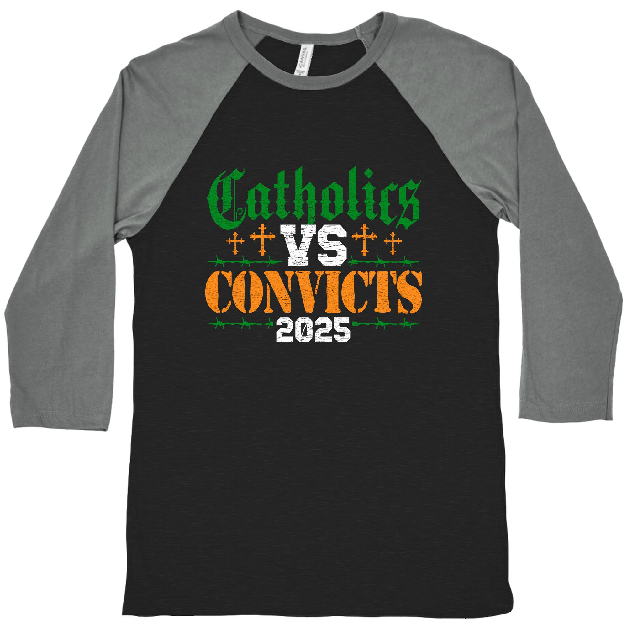 Catholics vs Convicts 2025 Baseball Tee