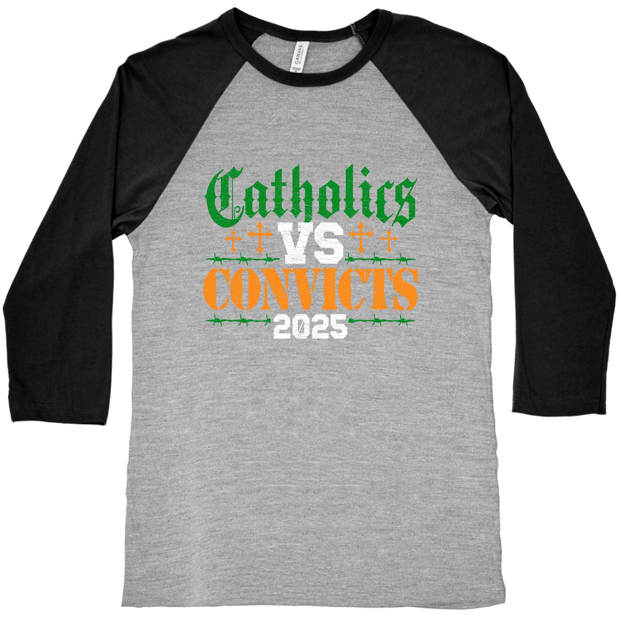 Catholics vs Convicts 2025 Baseball Tee