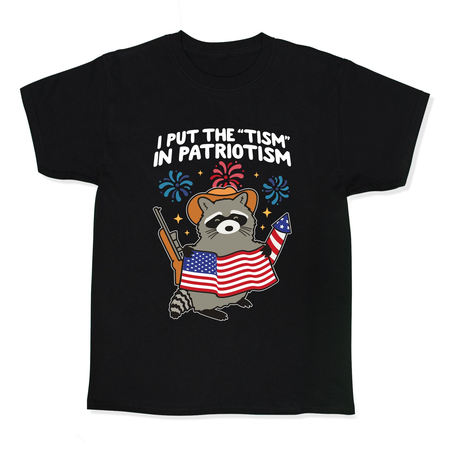 Tism In Patriotism Racoon Kids Tee