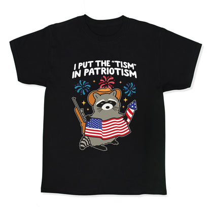 Tism In Patriotism Racoon Kids Tee
