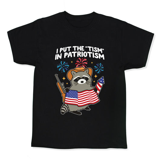 Tism In Patriotism Racoon Kids Tee