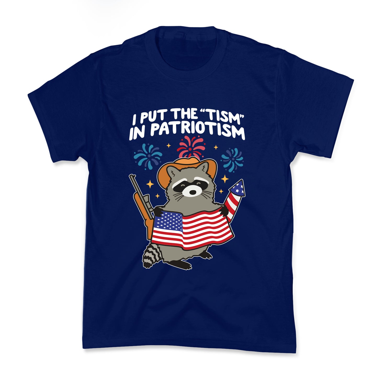 Tism In Patriotism Racoon Kids Tee